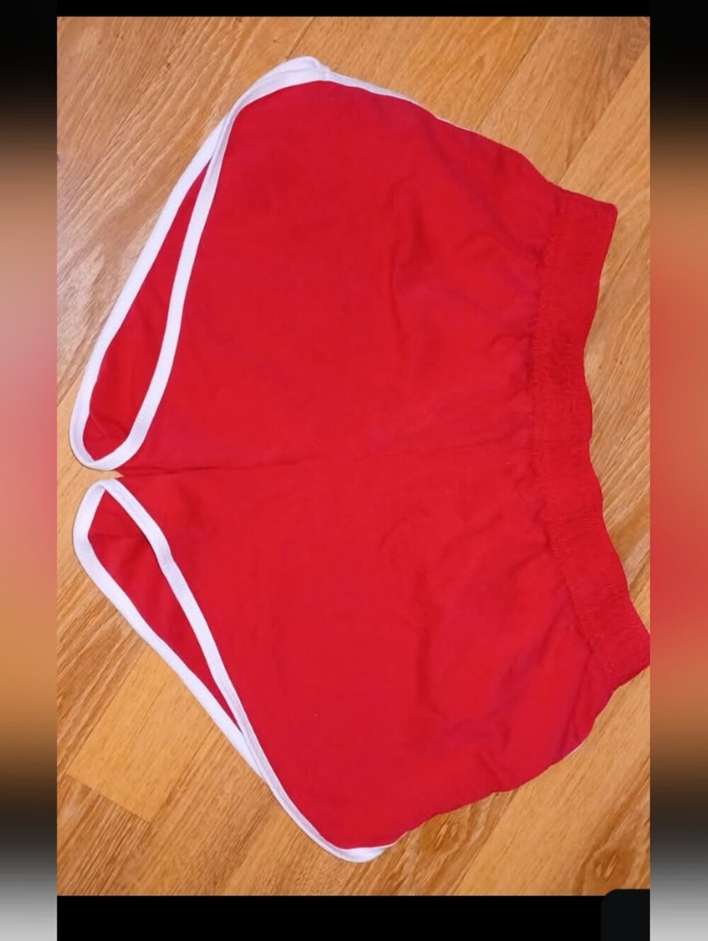 Women’s Medium Red Athletic Shorts with White Trim